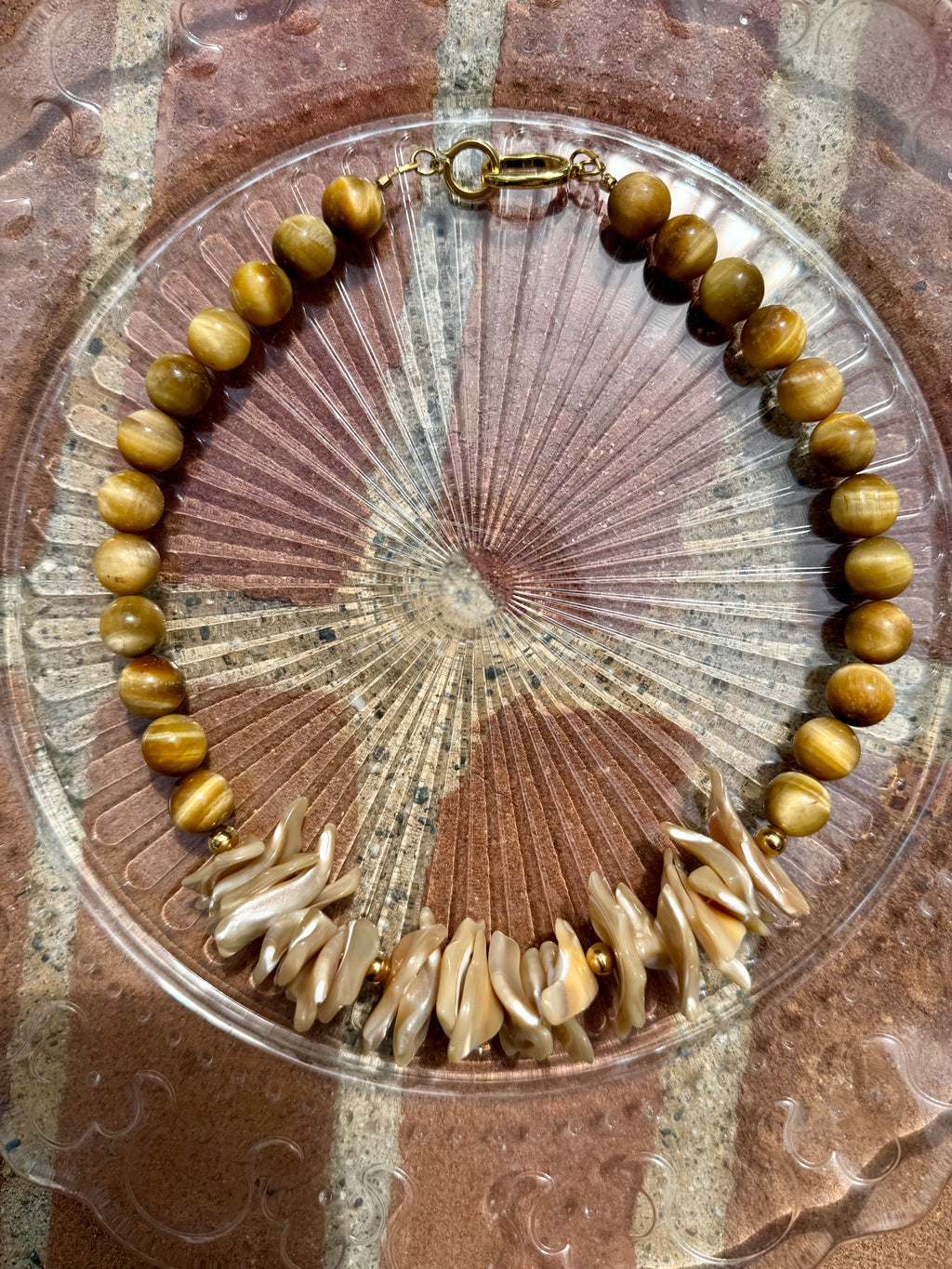 Tiger‘s Eye and Turritella Shell Necklace