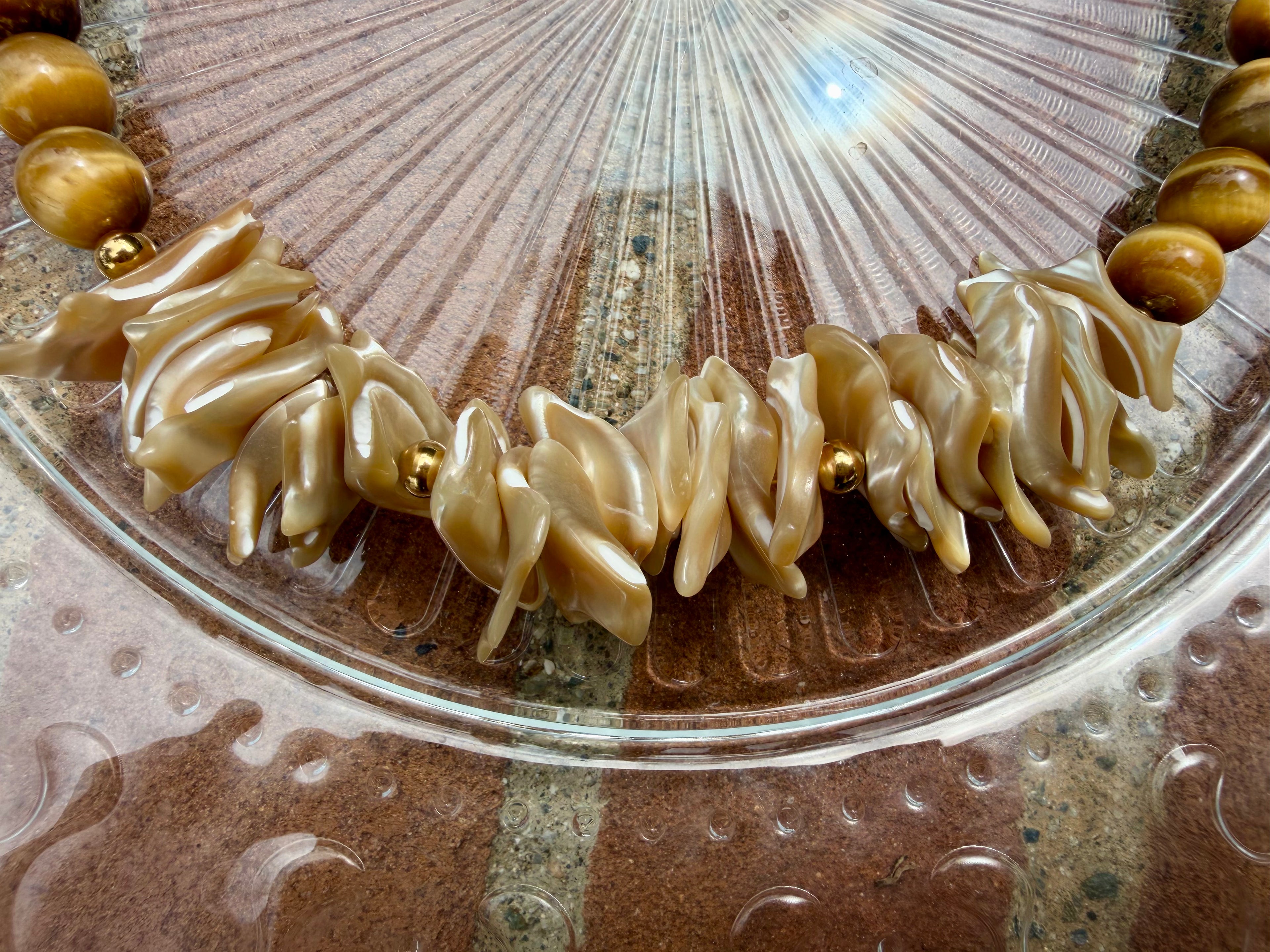 Tiger‘s Eye and Turritella Shell Necklace