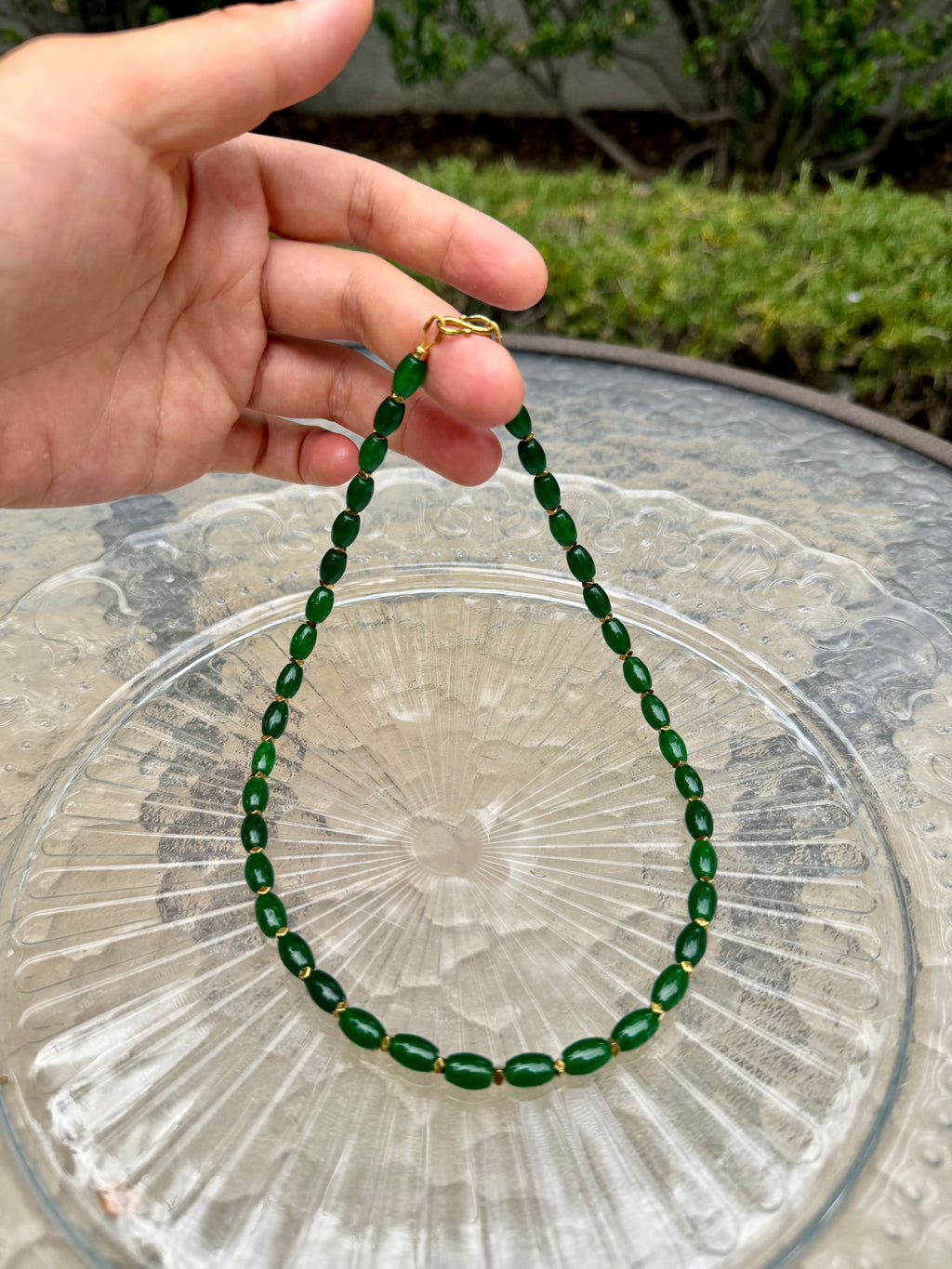 Emerald-Tone Green Agate & Gold Hematite Elegance Necklace