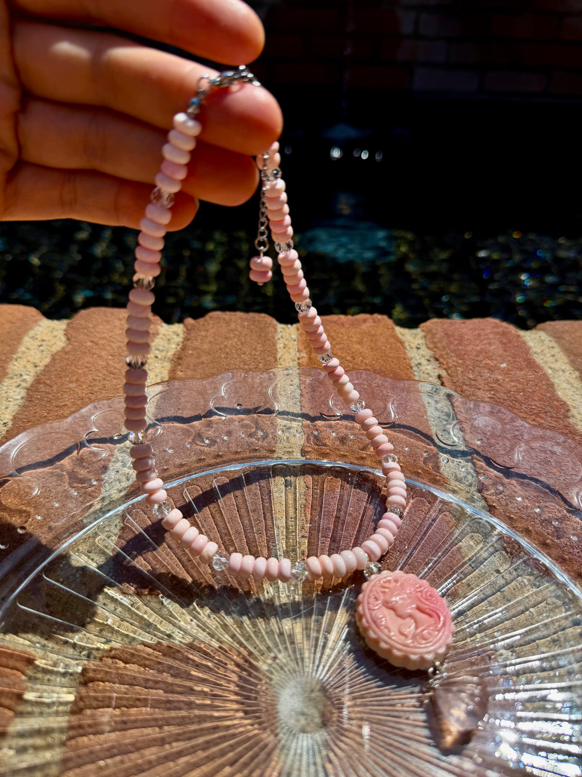 Pink Queen Conch Shell & Sailor Moon Rose Quartz Pendant Necklace