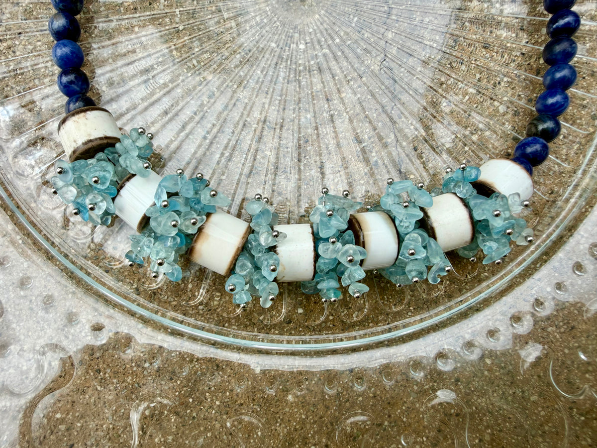Cosmic Bloom Sodalite & Aquamarine Necklace