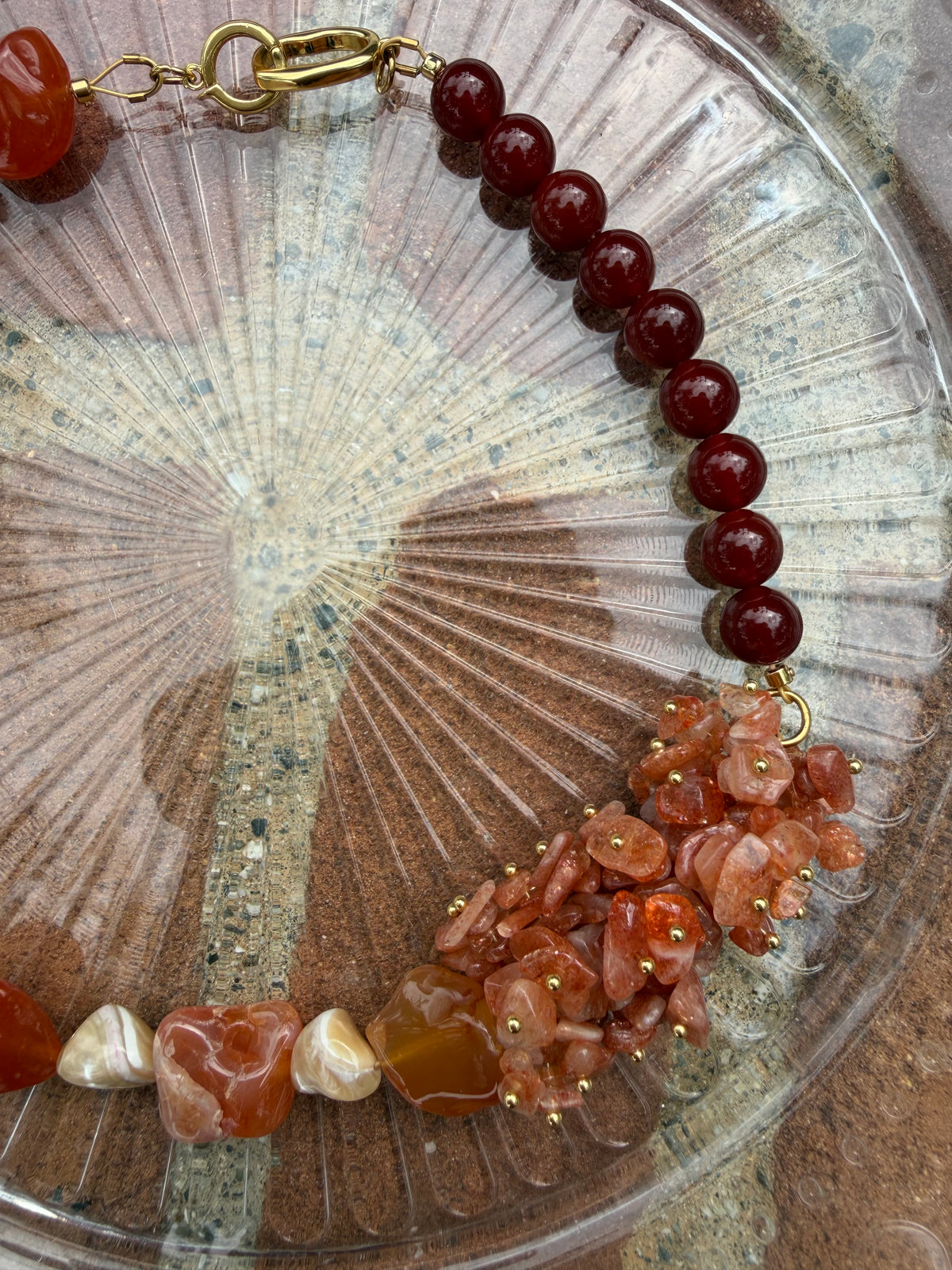 The Phoenix Bloom Red Agate & Sunstone Necklace