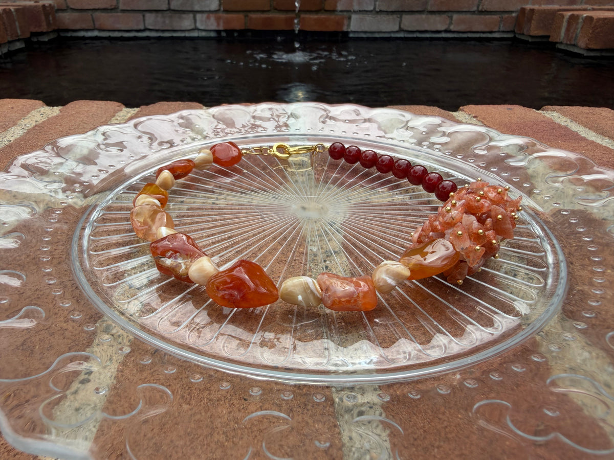 The Phoenix Bloom Red Agate & Sunstone Necklace