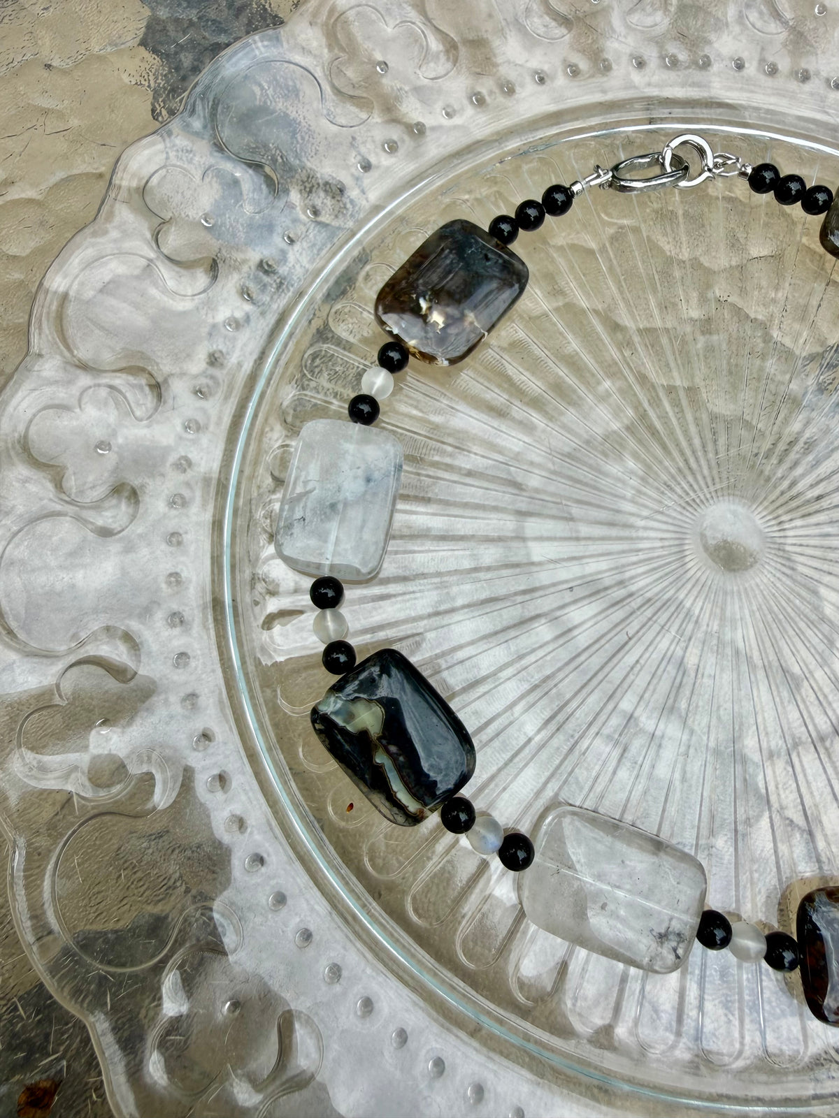Natural Phantom Quartz 'Ink-Wash' Block Necklace