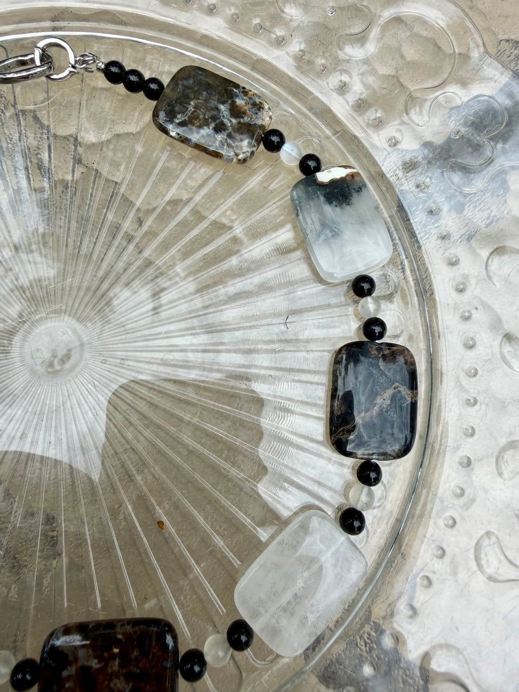Natural Phantom Quartz 'Ink-Wash' Block Necklace