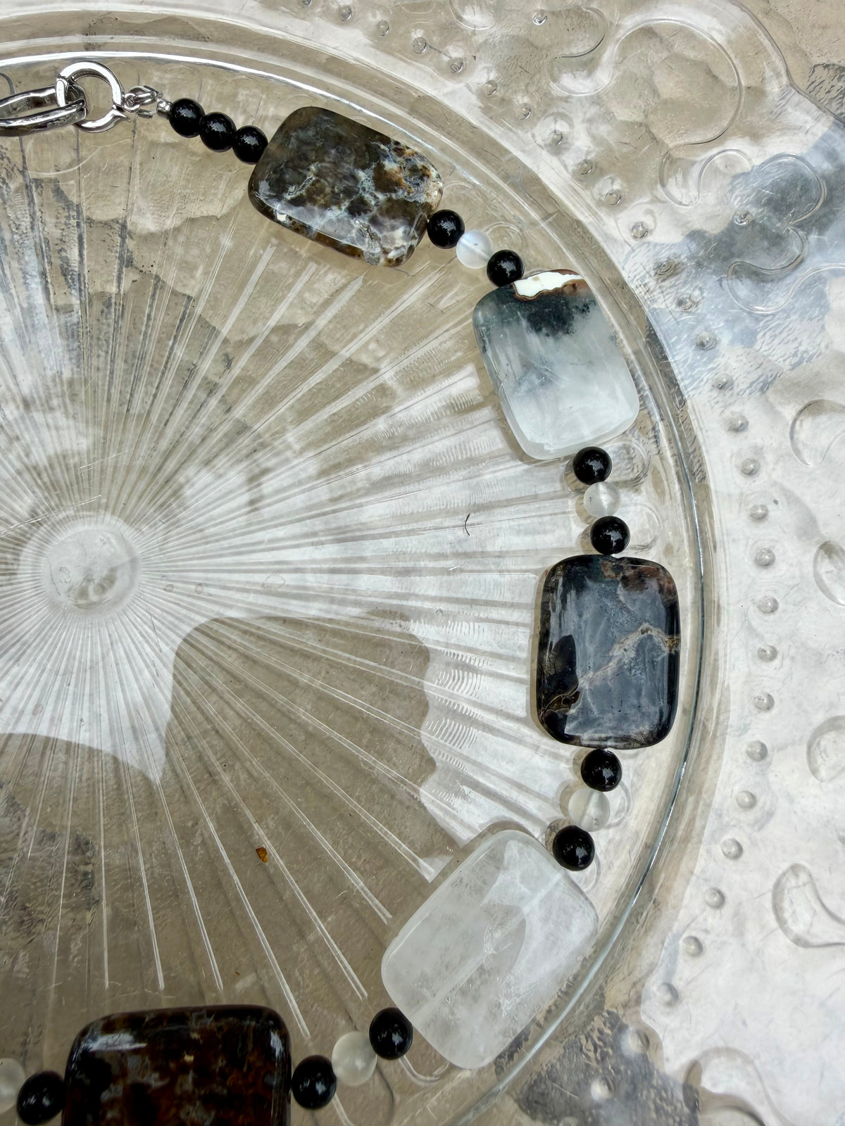 Natural Phantom Quartz 'Ink-Wash' Block Necklace