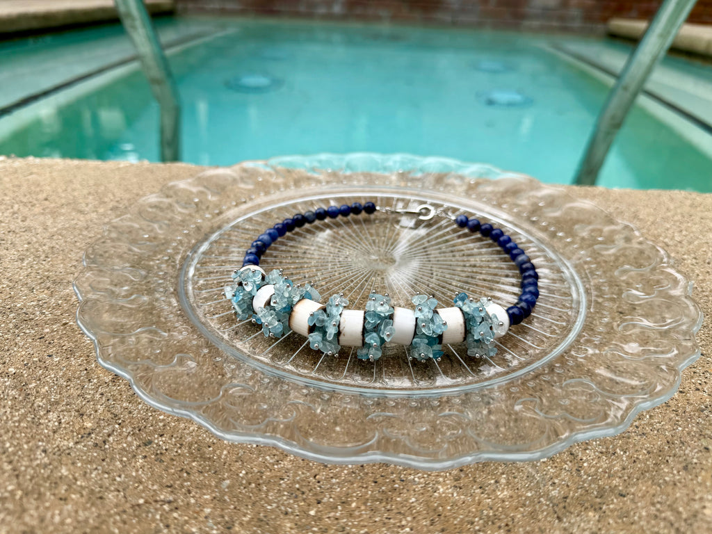 Cosmic Bloom Sodalite & Aquamarine Necklace