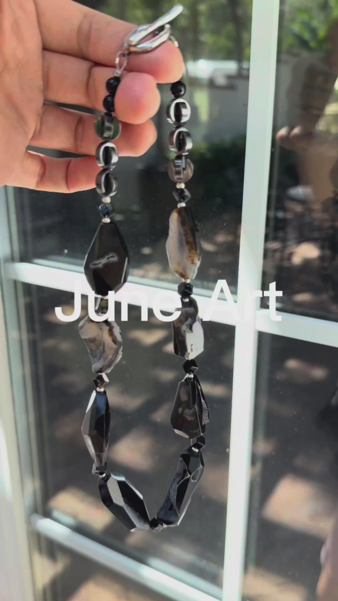 Dark Geode Power Black Druzy Agate Statement Necklace