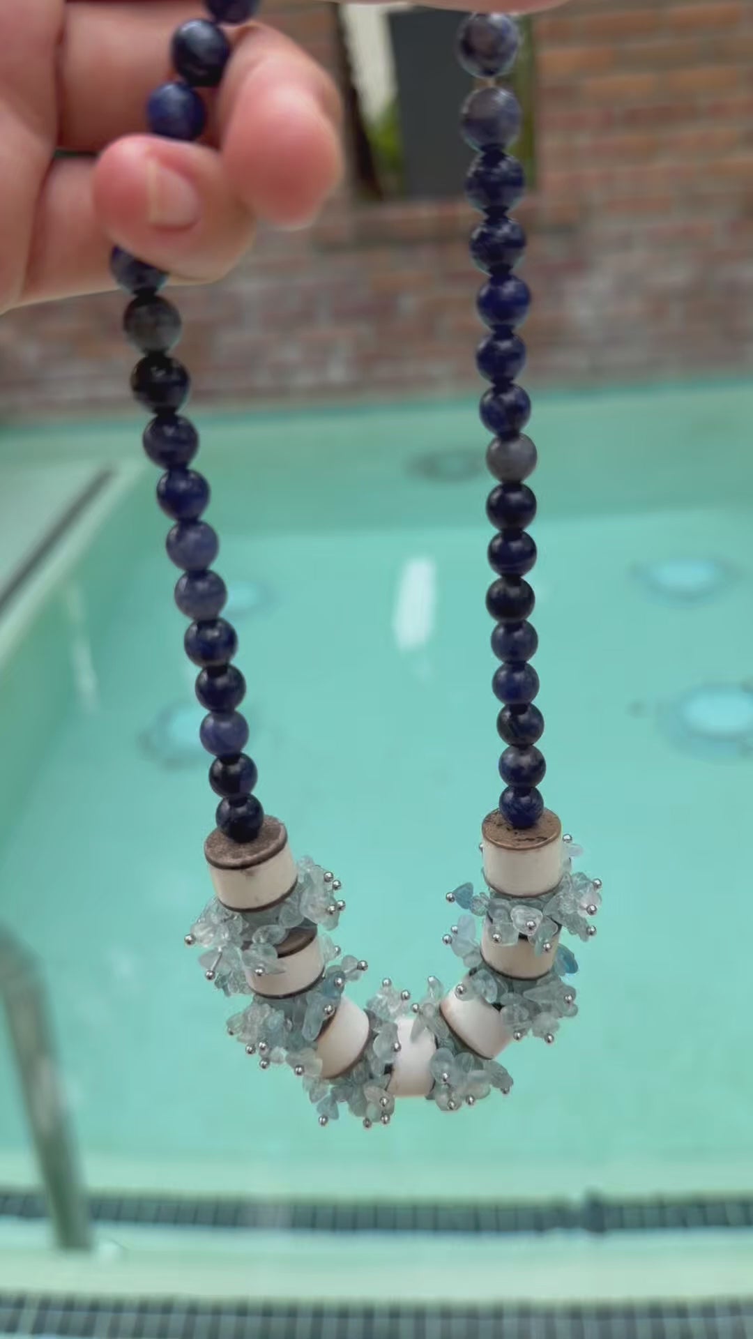 Cosmic Bloom Sodalite & Aquamarine Necklace