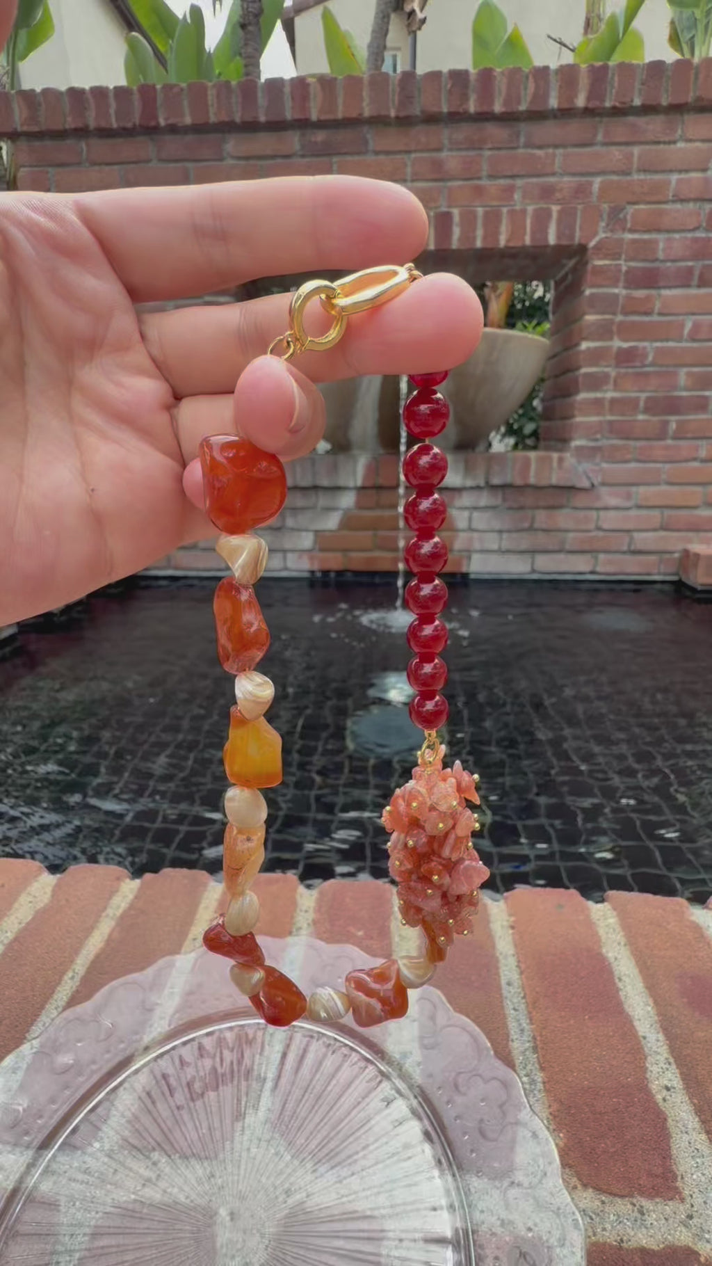 The Phoenix Bloom Red Agate & Sunstone Necklace