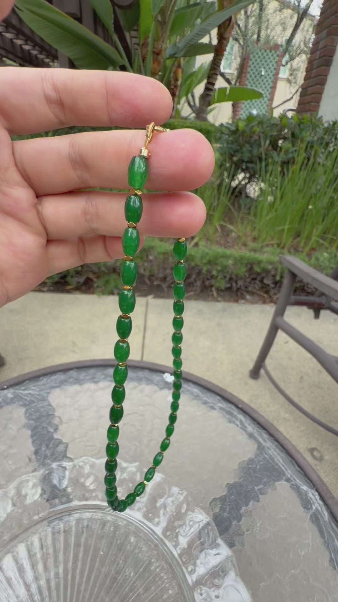 Emerald-Tone Green Agate & Gold Hematite Elegance Necklace