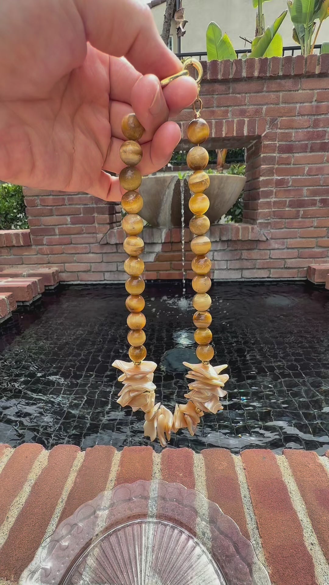 Tiger‘s Eye and Turritella Shell Necklace