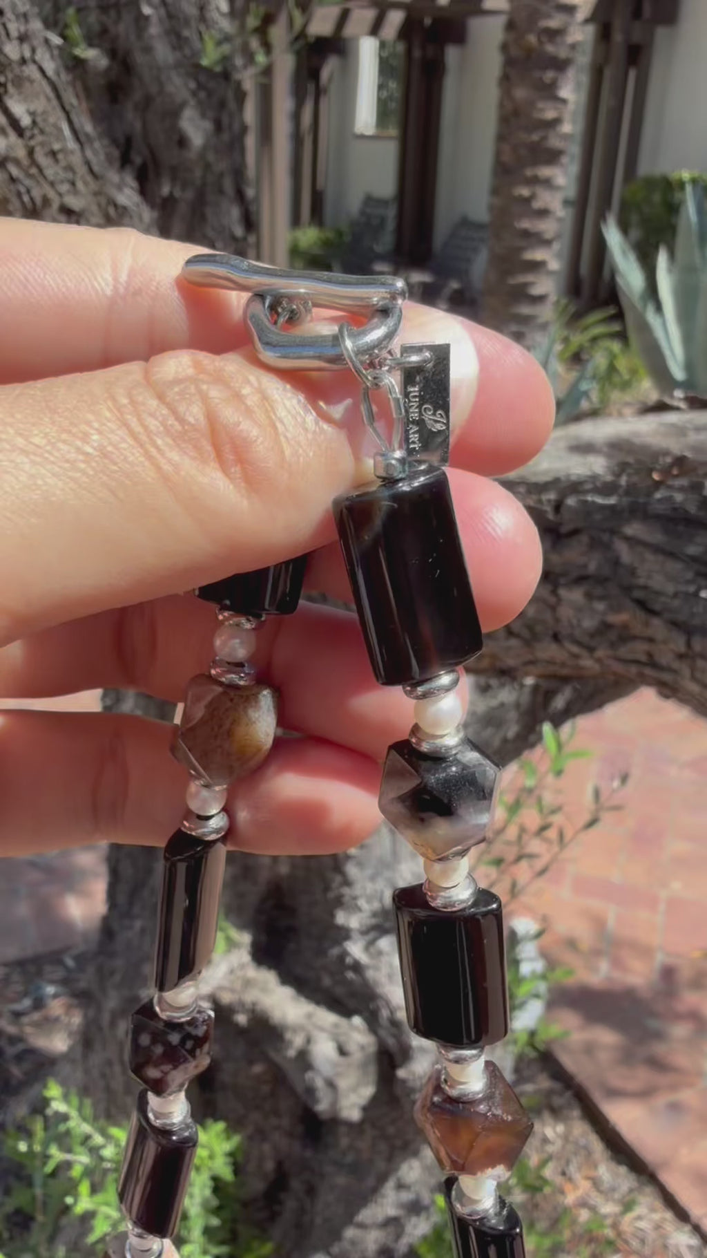 Midnight Blossom Black Cherry Blossom Agate & Mexican Crazy Agate Necklace